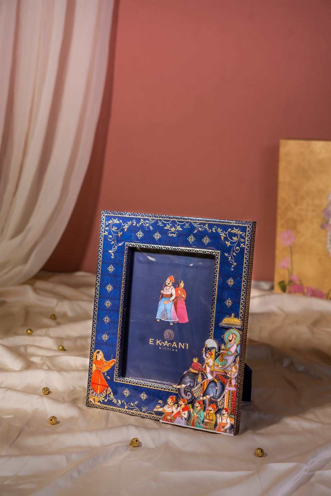 Hand-painted Mughal miniature photo frame