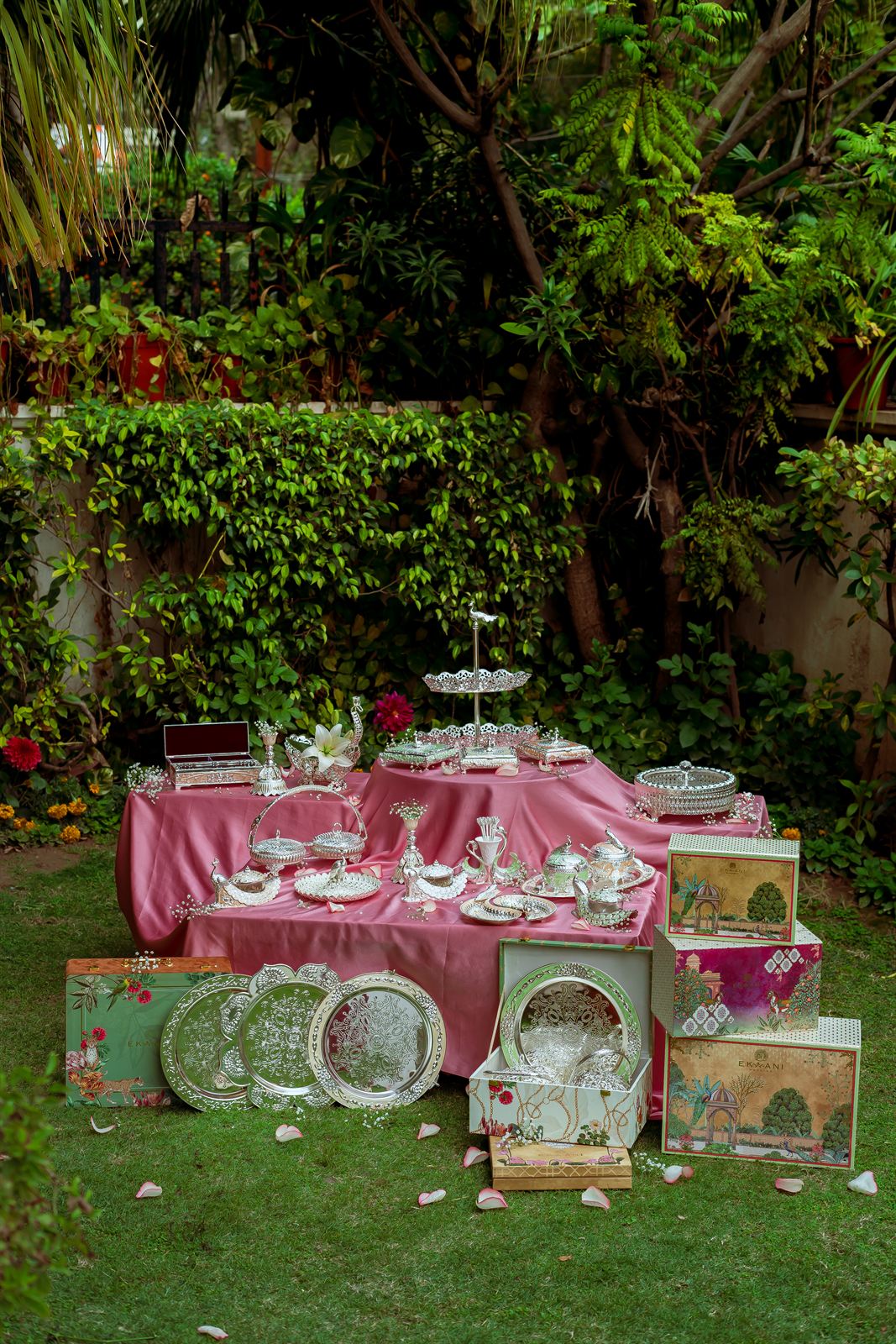The Meethasa silver gifting collection styled in a Delhi garden